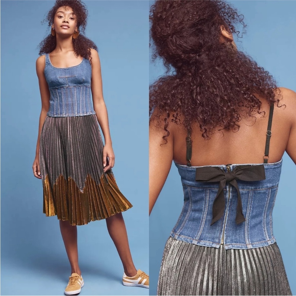 Maeve Anthropology Denim Corset Top